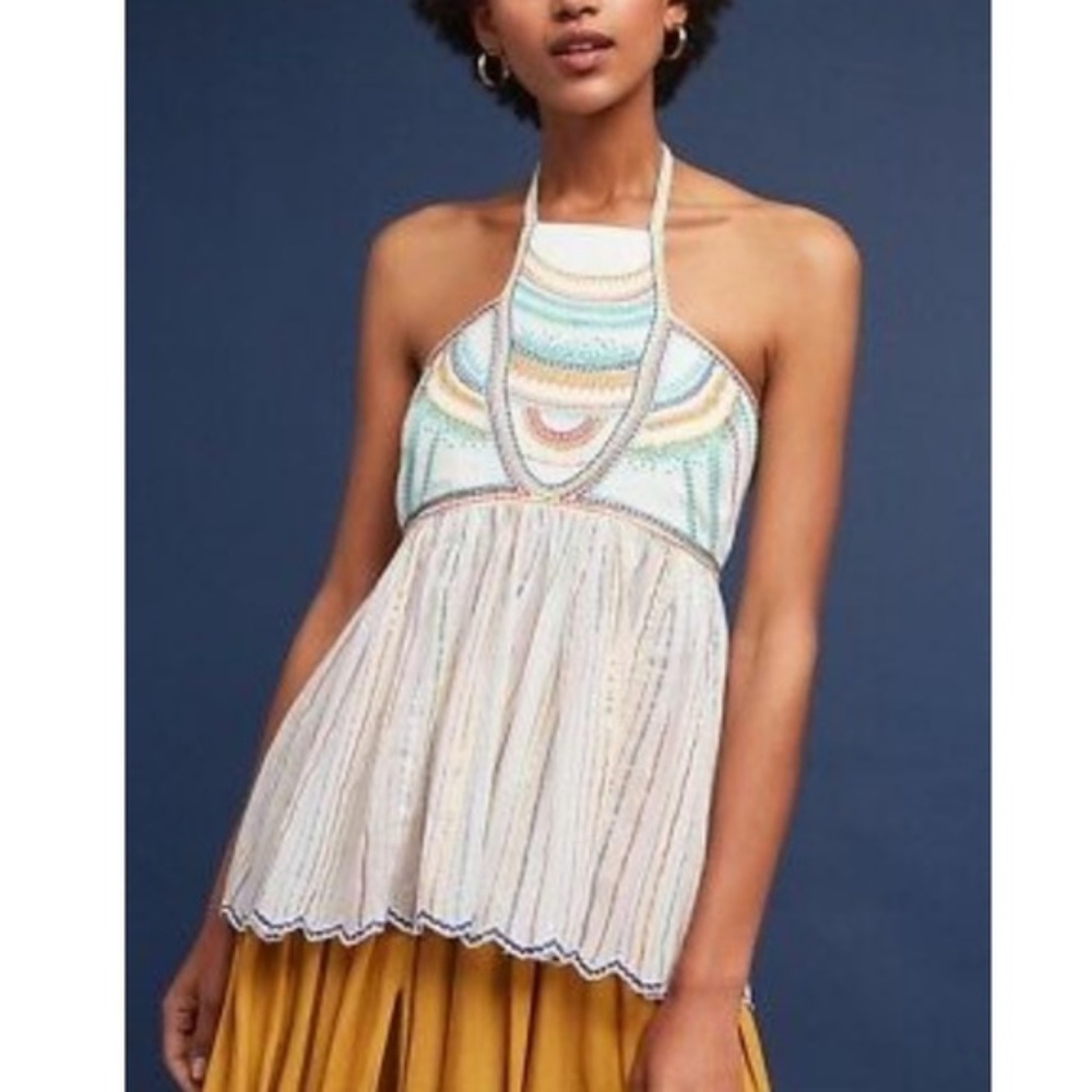 Floreat Anthropologie Itzel Embroidered Halter